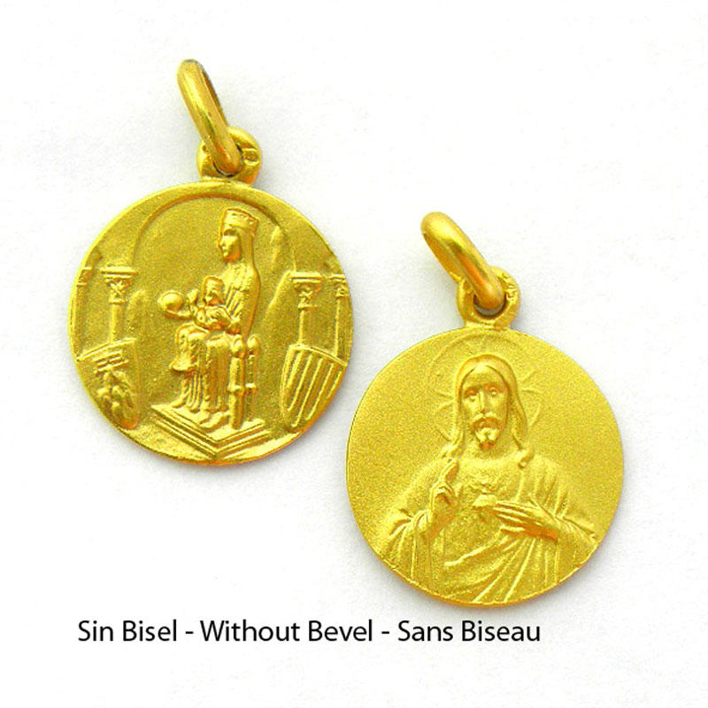 Medalla escapulario de la Virgen de Montserrat (arco) y el Sagrado Corazon de Jesus