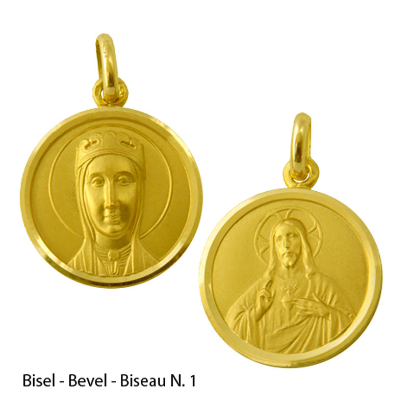 Medalla escapulario de la Virgen de Montserrat (rostro) y el Sagrado Corazon de Jesus