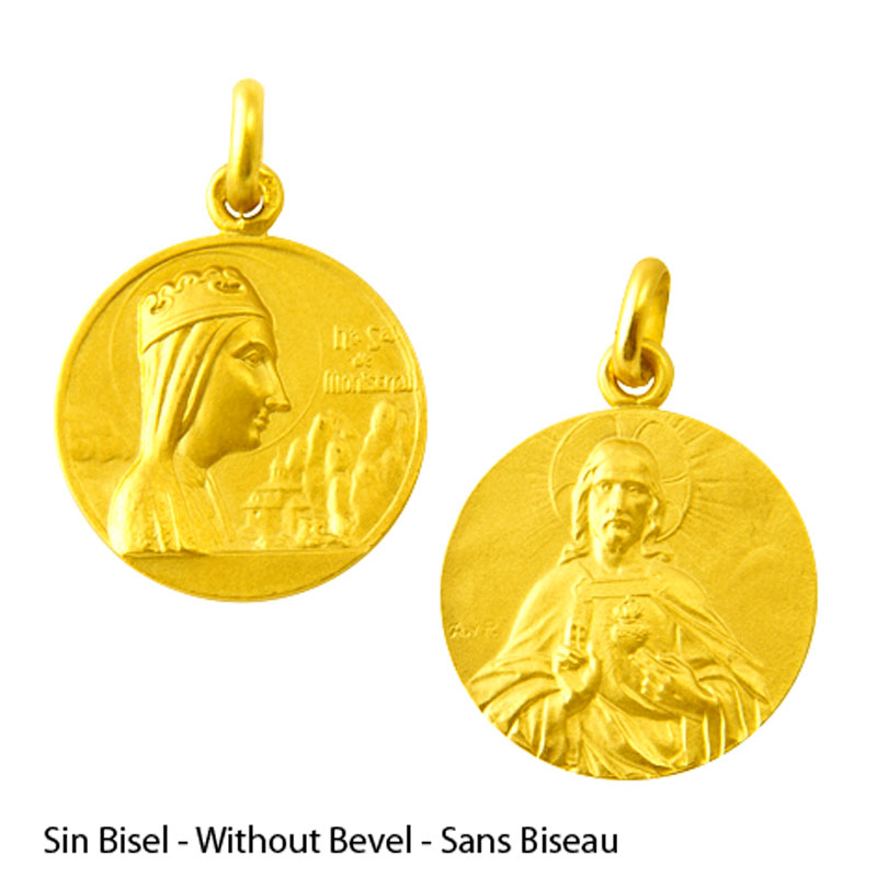 Medalla escapulario de la Virgen de Montserrat y el Sagrado Corazon de Jesus