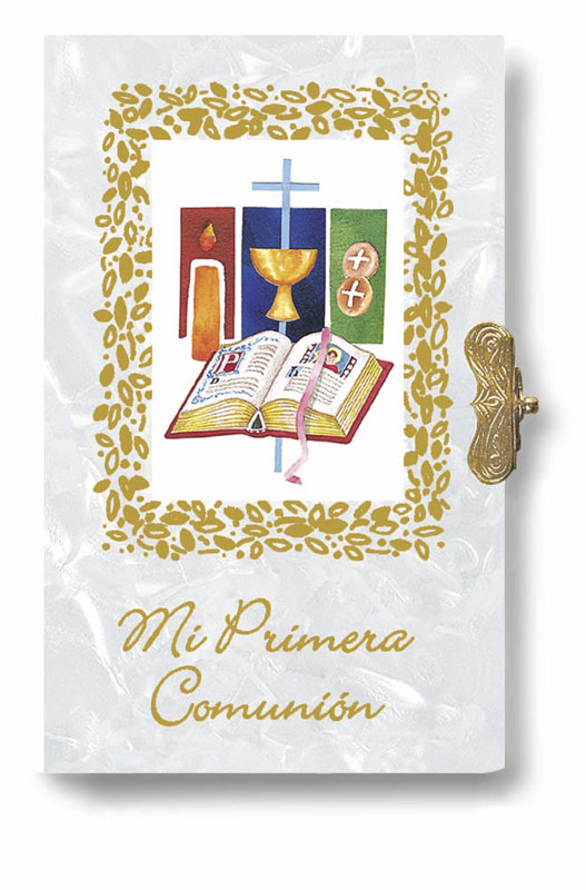 Missal First Communion of nacre. Prayer book.