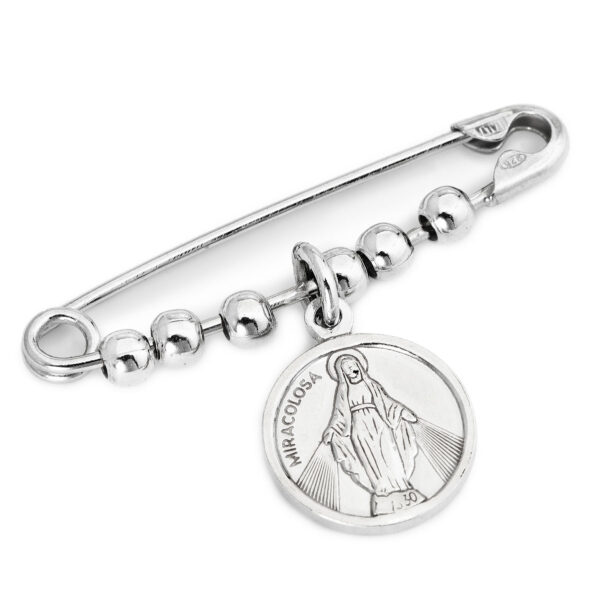 Alfiler 'Virgen Milagrosa'. Plata de ley 925. AMEN-0