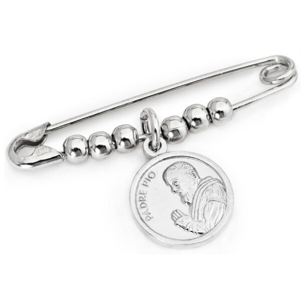 Alfiler 'Padre Pio'. Plata de ley 925. AMEN-0