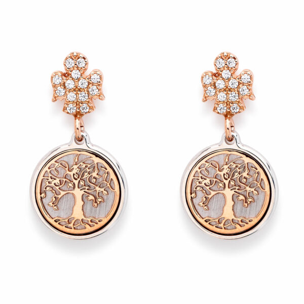 Pendientes Arbol de la Vida. Plata de ley y zirconita. AMEN-0