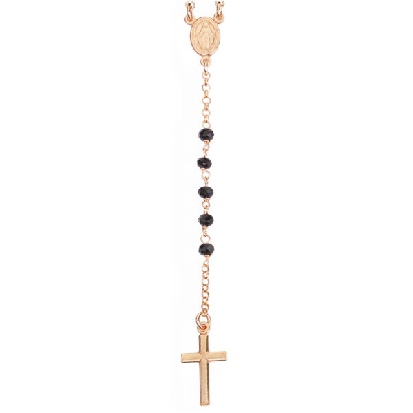 Rosario. Plata de ley 925 y cristal negro. AMEN-0