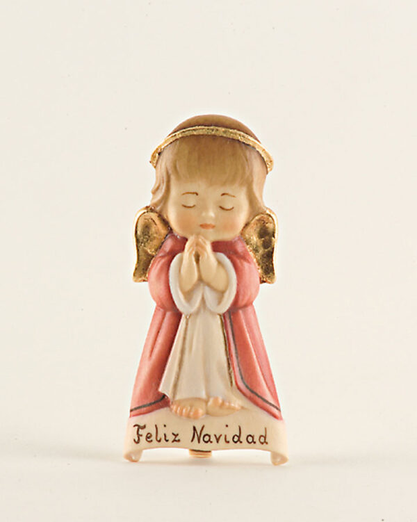 Angel de la congratulacion en Navidad, miniatura en talla madera.-0