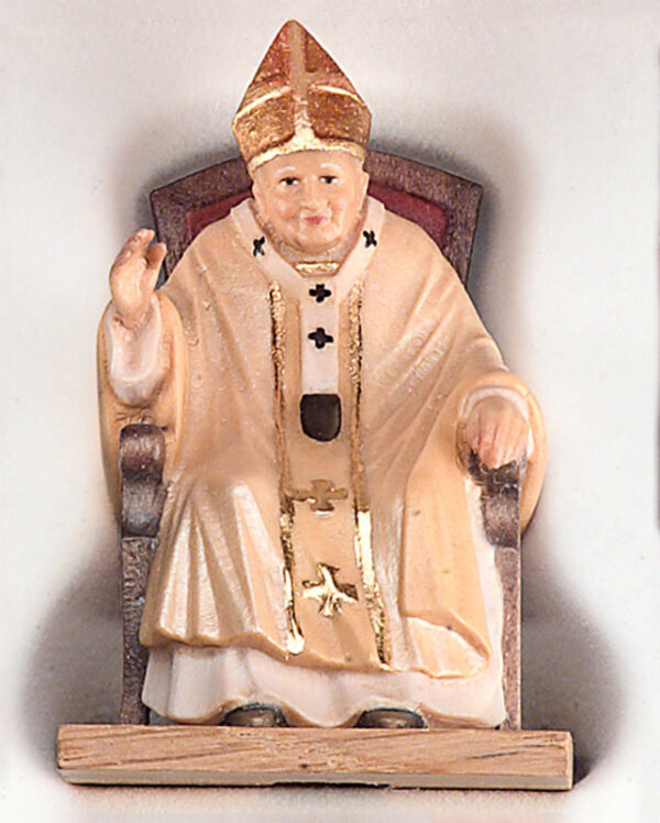 San Juan Pablo II, miniatura en talla madera.-0