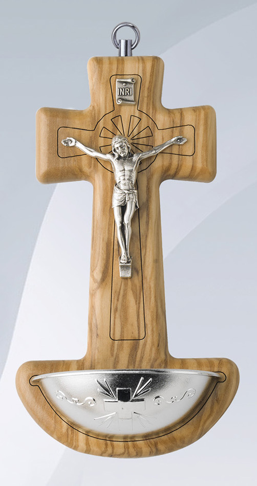Benditera Crucifijo. Madera Olivo