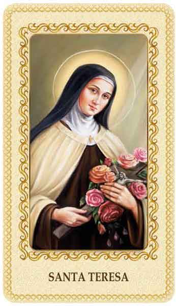 Estampa de Santa Teresa de Lisieux plastificada