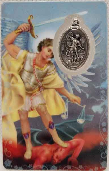 Saint Michael's card with medal