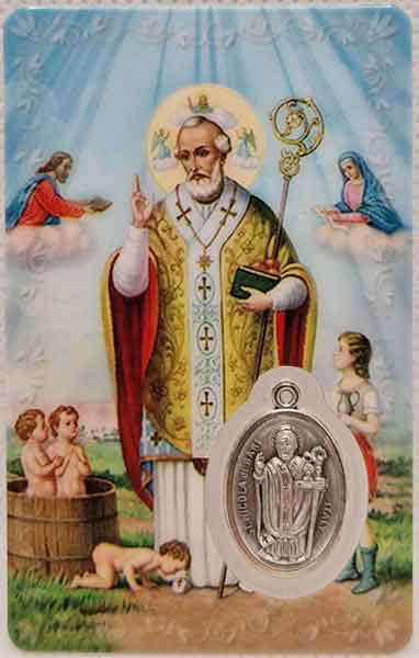 Estampa de San Nicolas de Bari con medalla