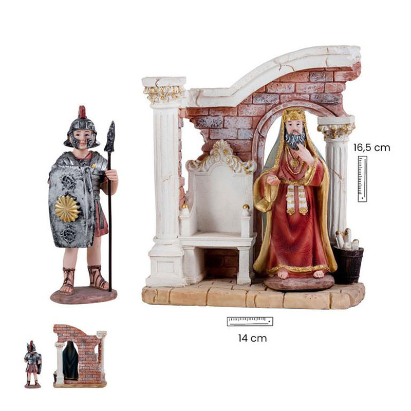 Conjunto de Herodes, guardia y castillo. 16 cm.