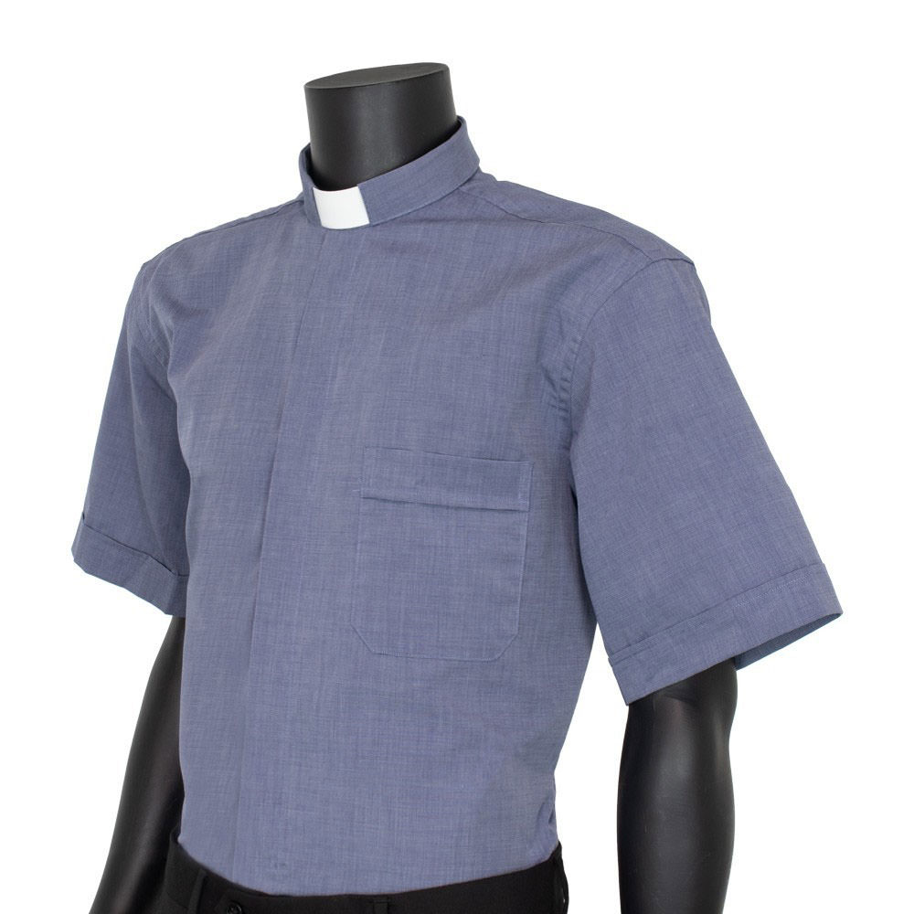 Camisa Clergyman Fil a Fil. Manga corta. 100% Algodon. Varios colores.