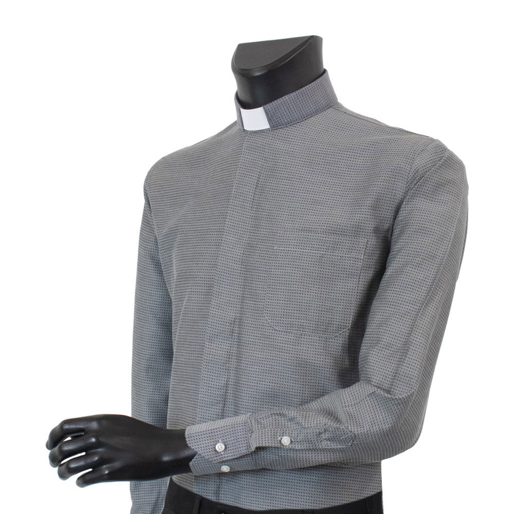 Camisa Clergyman Jaquard. Manga larga. Mixto Algodón Seda. Varios colores.