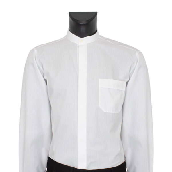 Camisa Clergyman Habito talar. Cuello abierto. Manga larga.-0