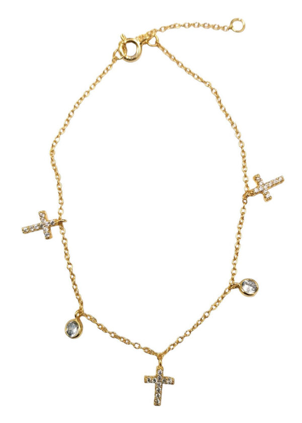 Brazalete con Cruces. Plata 925, baño oro.-0