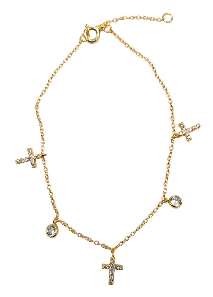 Brazalete con Cruces. Plata 925, baño oro.
