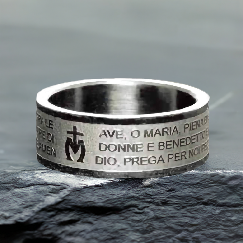 Anillo 'Ave Maria'. Acero