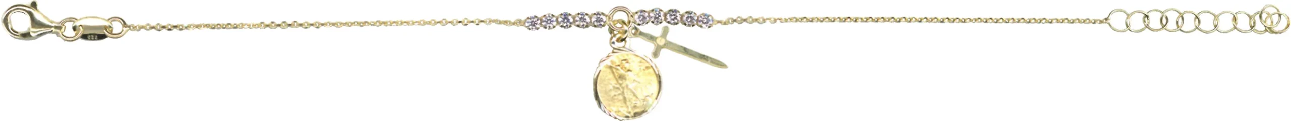 Pulsera San Miguel y espada. Plata