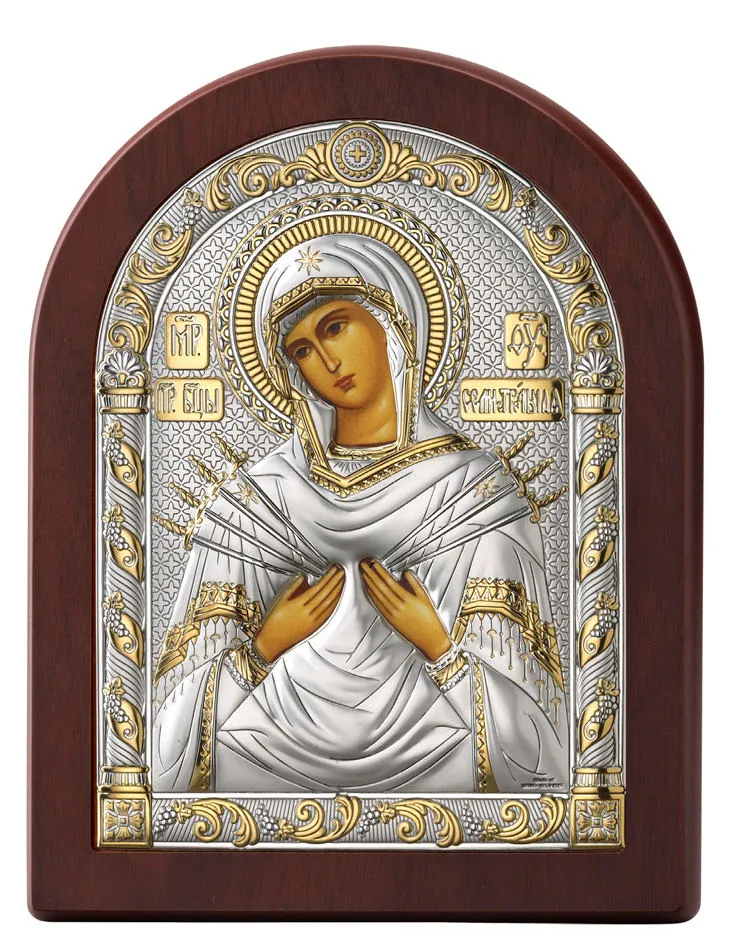 Icono de la Virgen de las 7 espadas. Bicolor
