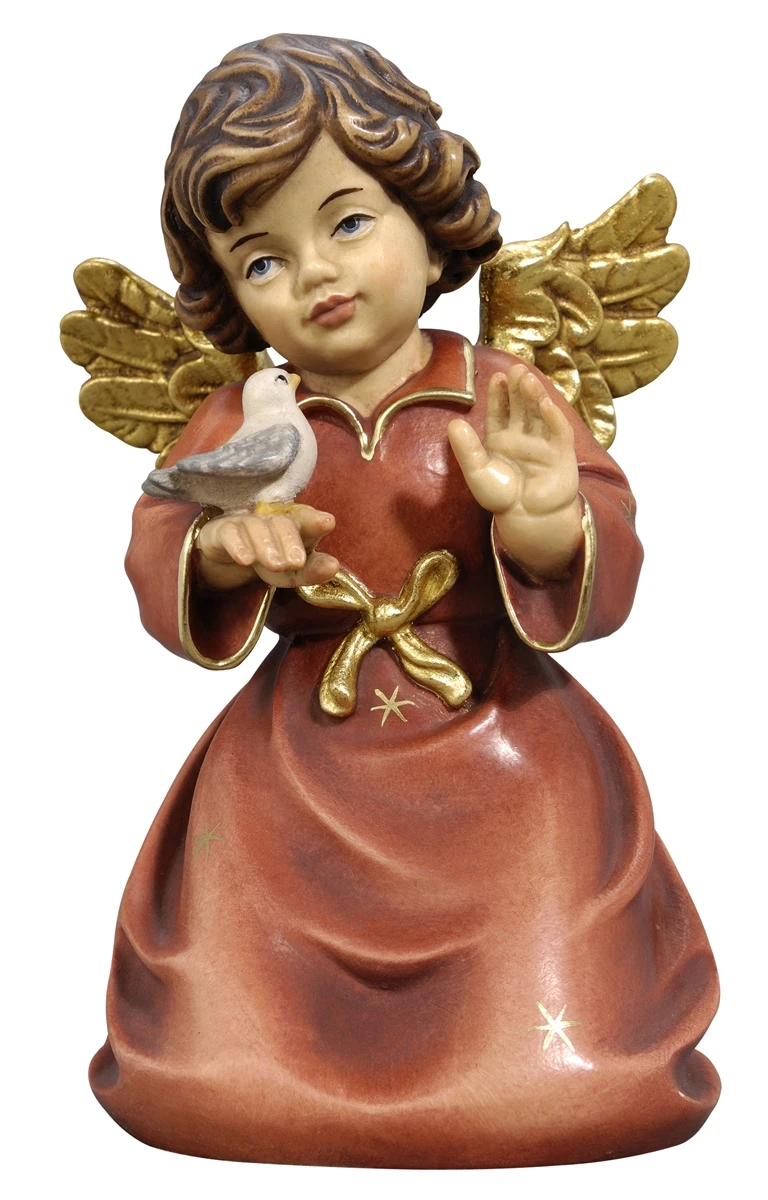 Angel arrodillado con pajarito