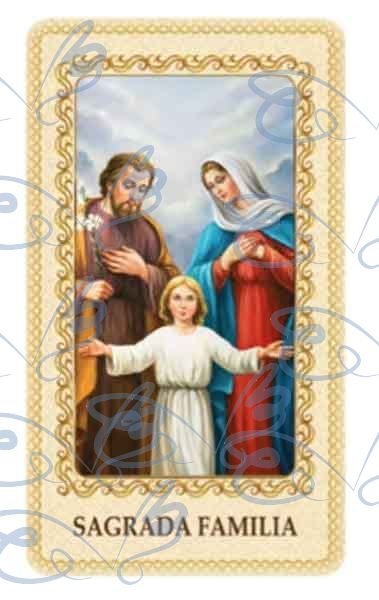 Holy Family card laminated