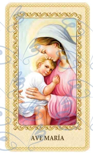 Ave Maria card laminated