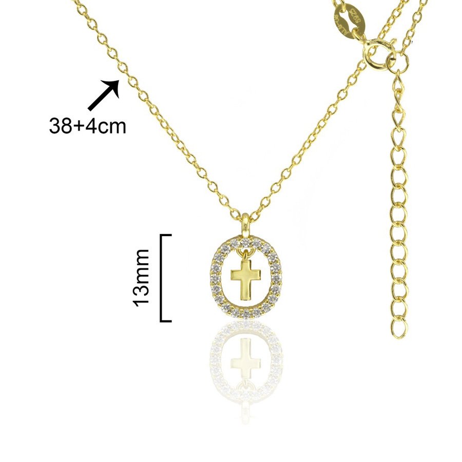 Choker. Cross with white zircons. 925 Sterling silver