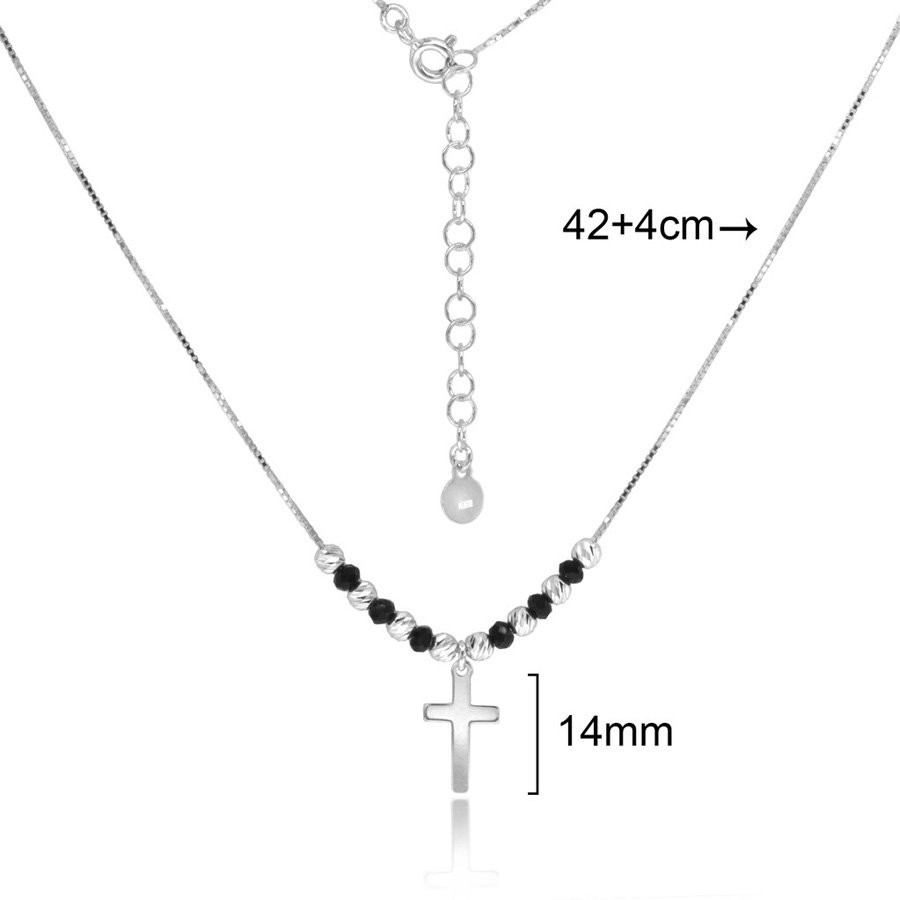 Choker. Cross and crystals. 925 Sterling silver