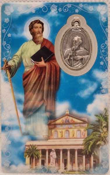 Estampa de San Pablo con medalla