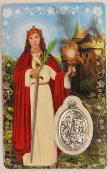 Estampa de Santa Barbara con medalla