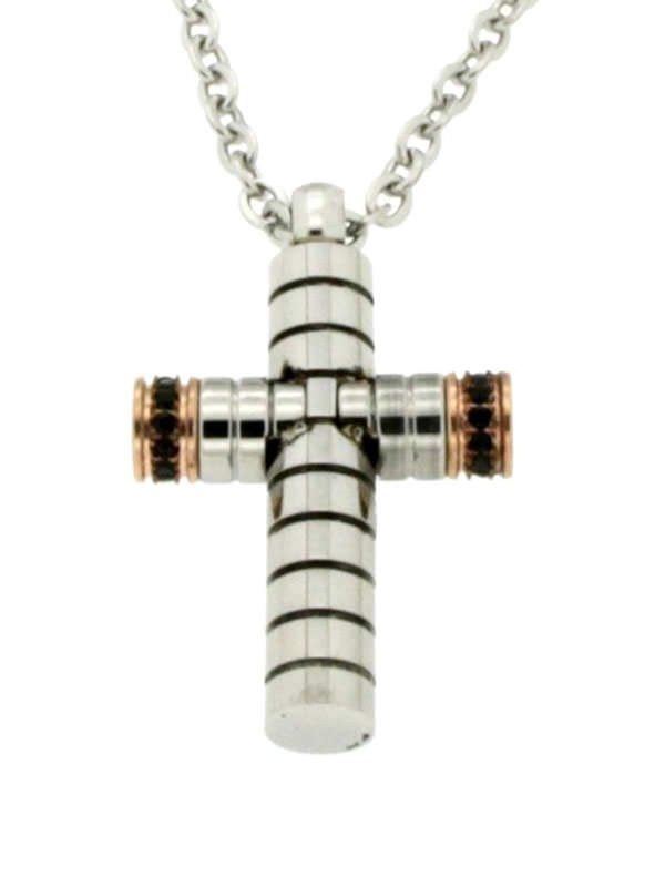 Cross bicolor with chain. Steel
