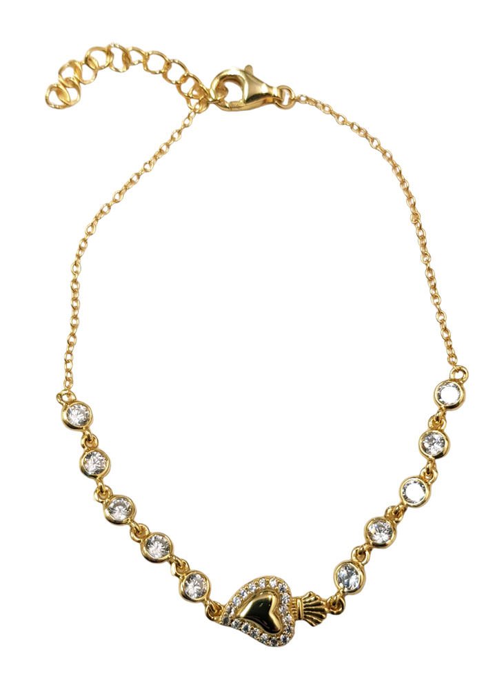 Sacred Heart of Jesus bracelet. Sterling silver, gold plating.