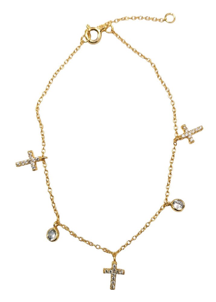 Bracelet with Crosses. Sterling silver, gold plating.