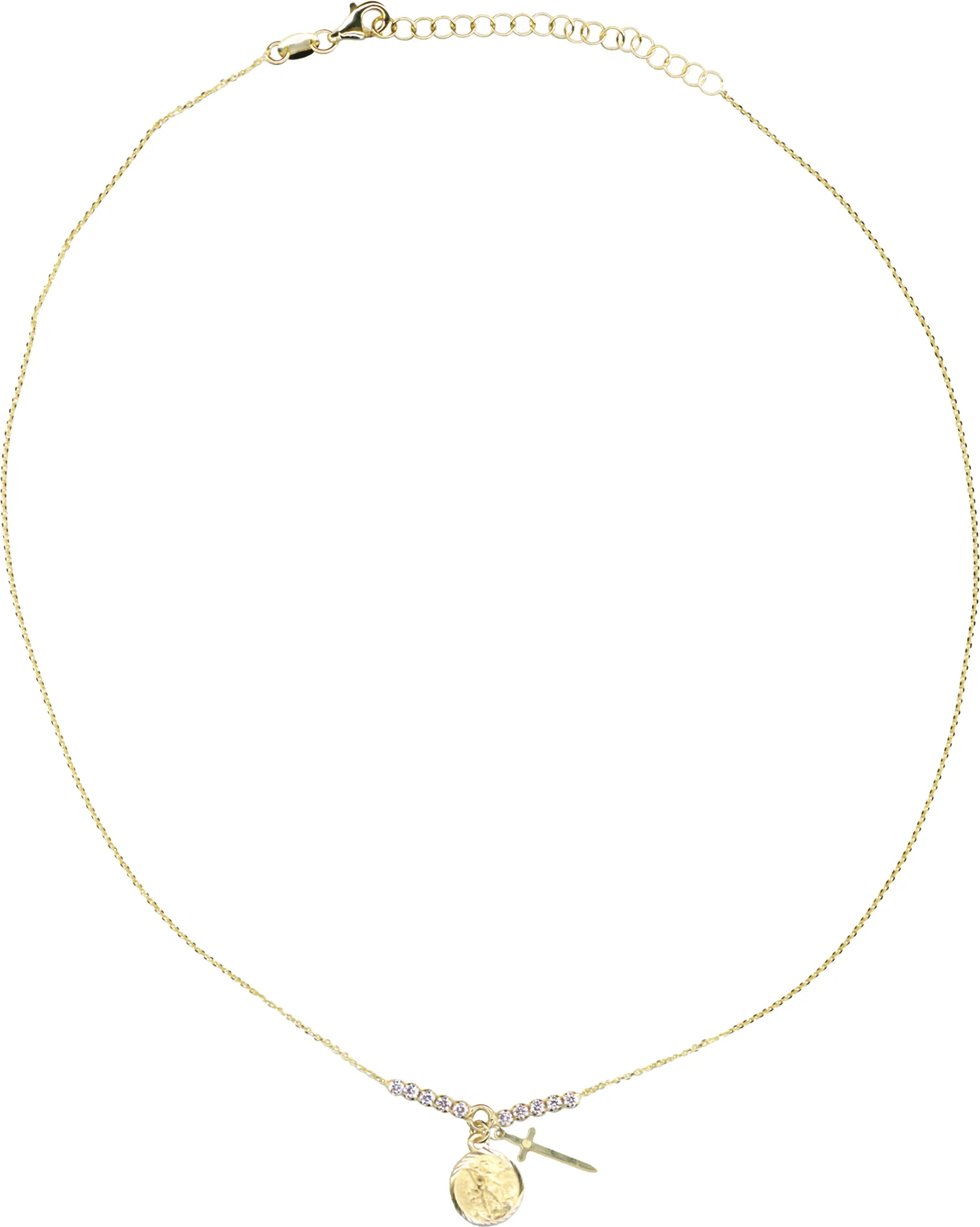 Saint Michael and sword choker. Silver