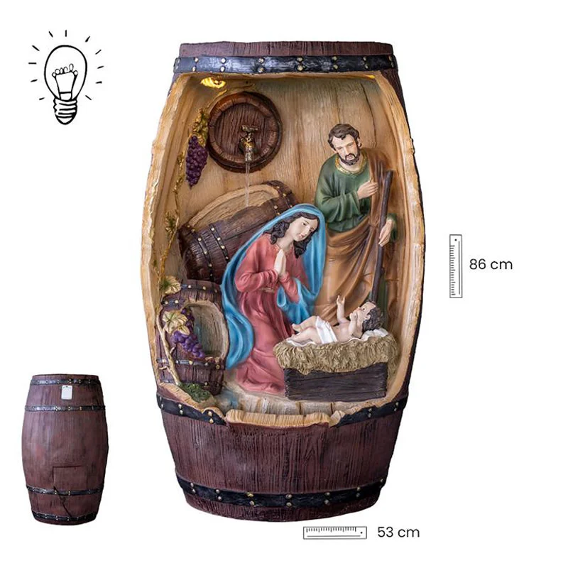 Nativity with fountain and light. 86 cm.