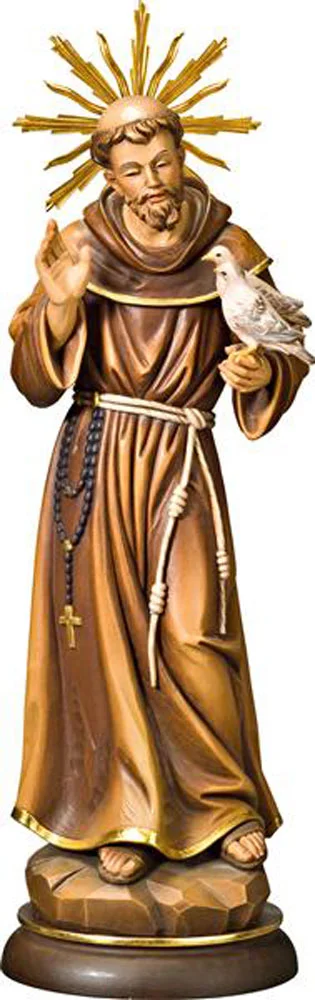 San Francisco de Asis con palomas y aureola