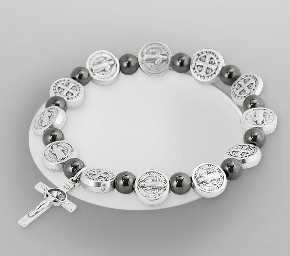 Bracelet Saint Benedict and cross Elastic
