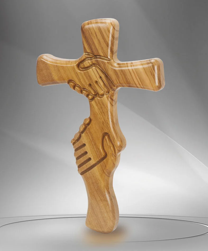 Cruz de la amistad en madera de olivo