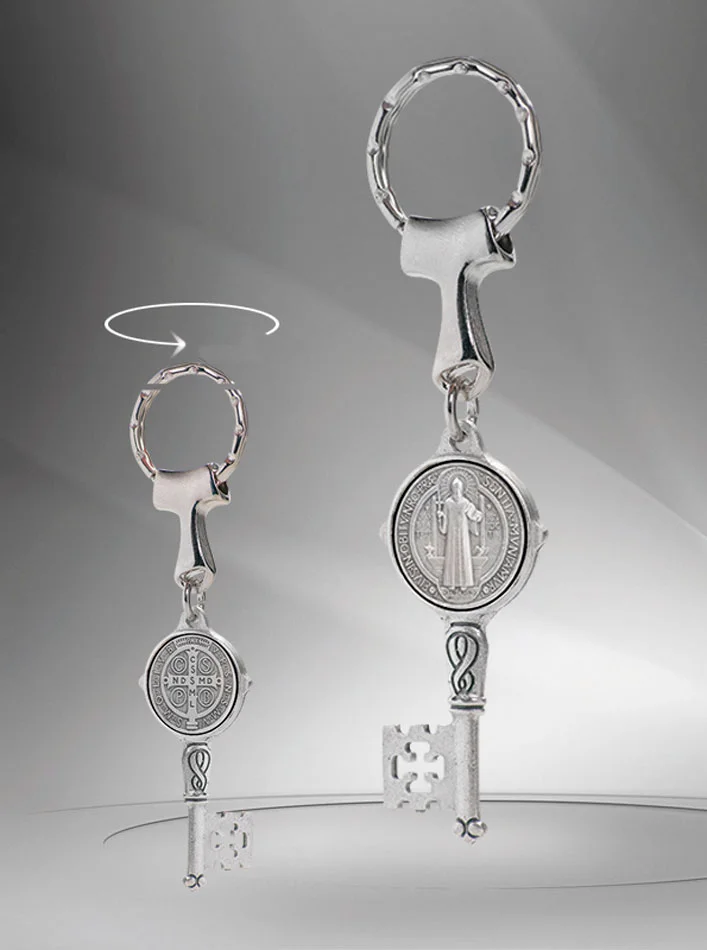 Saint Benedict Key. Metal keychain