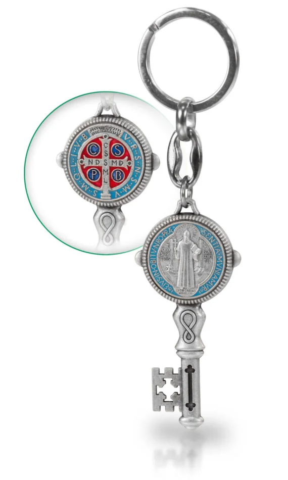 Saint Benedict Key. Enamel Keychain