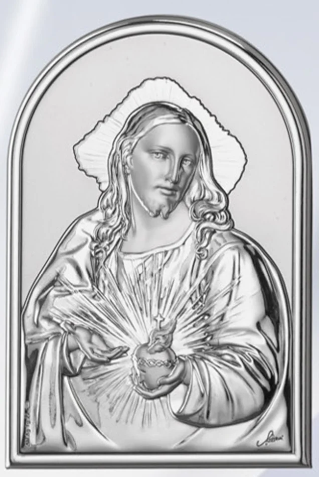 Sacred Heart of Jesus altarpiece. Laminated silver