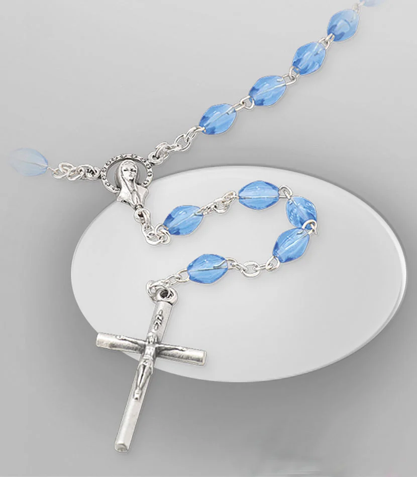 Blue Rosary. Ball 8x6 mm.