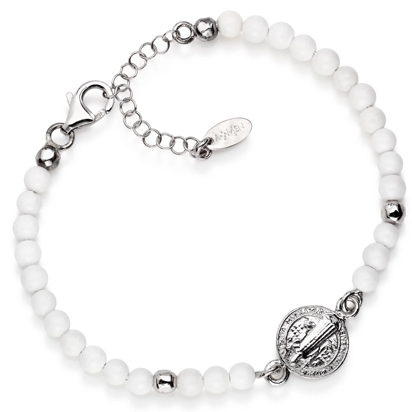 Brazalete San Benito. Plata de ley 925 y agata. Mujer. AMEN