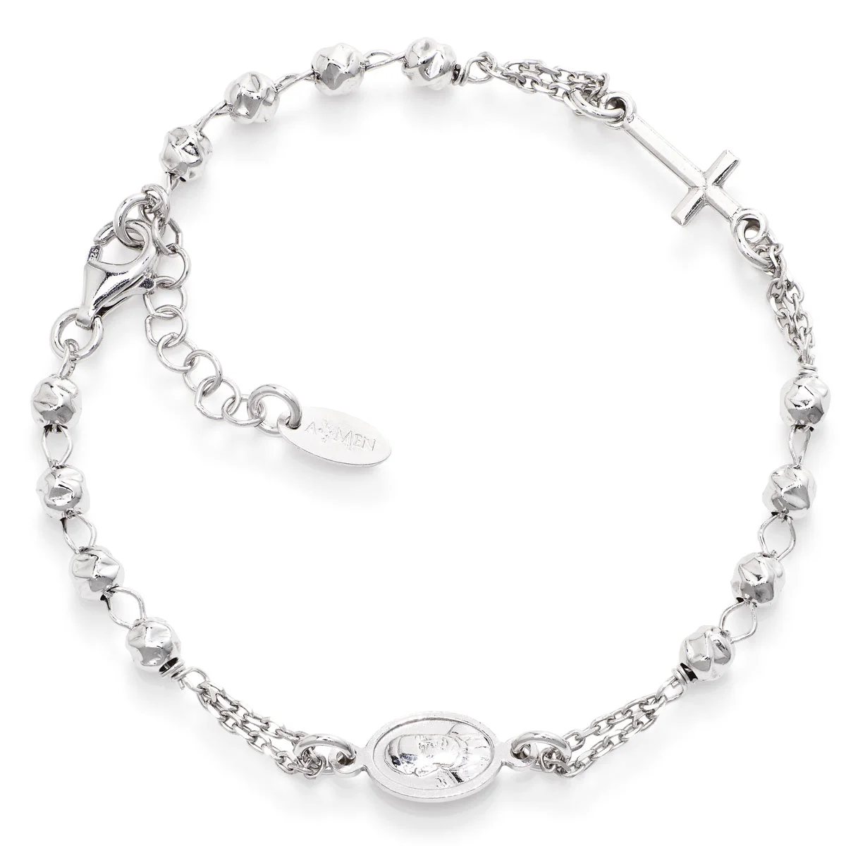 Brazalete con Cruz y Papa Francisco. Plata de ley. AMEN