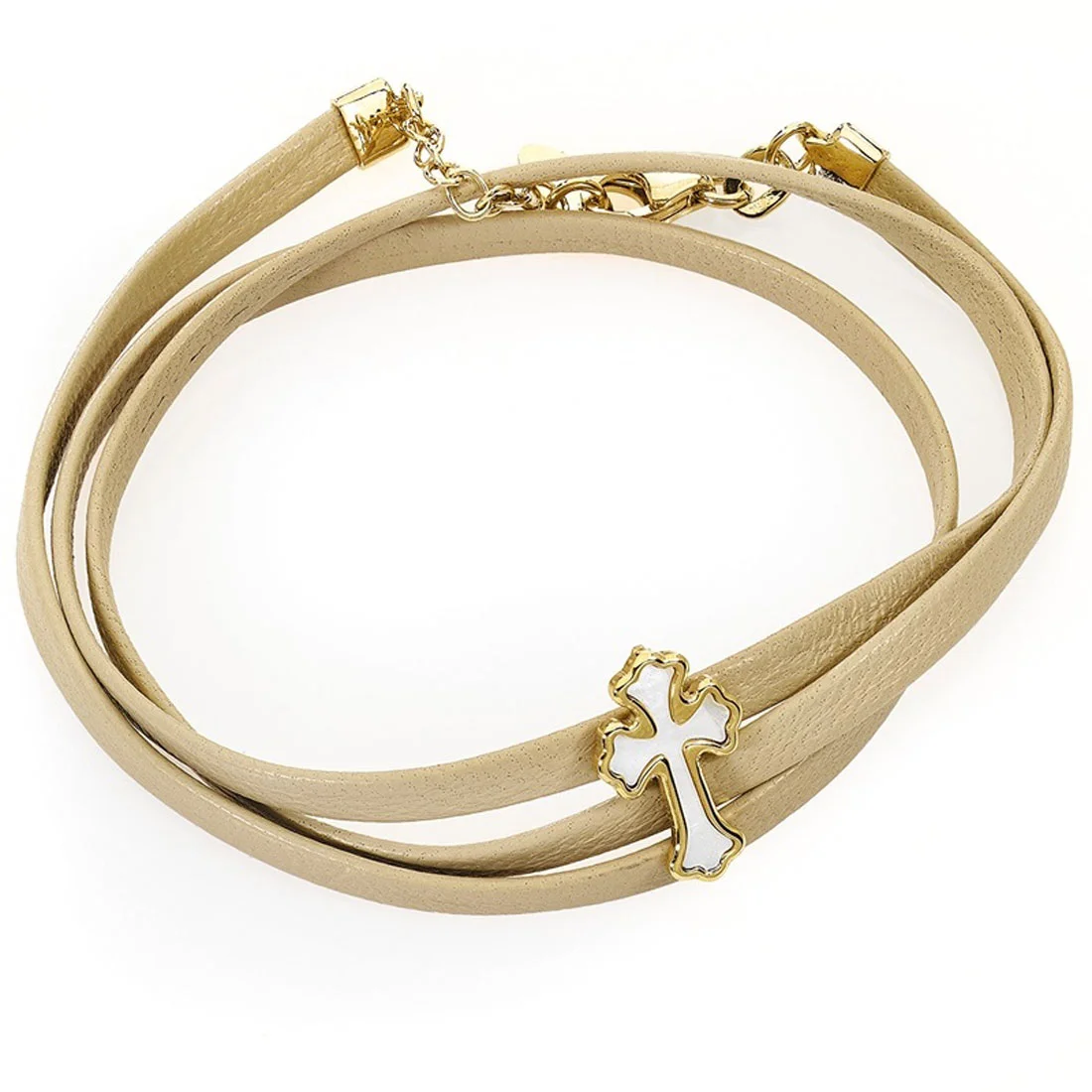 Brazalete con cruz. Plata de ley y nacar. AMEN