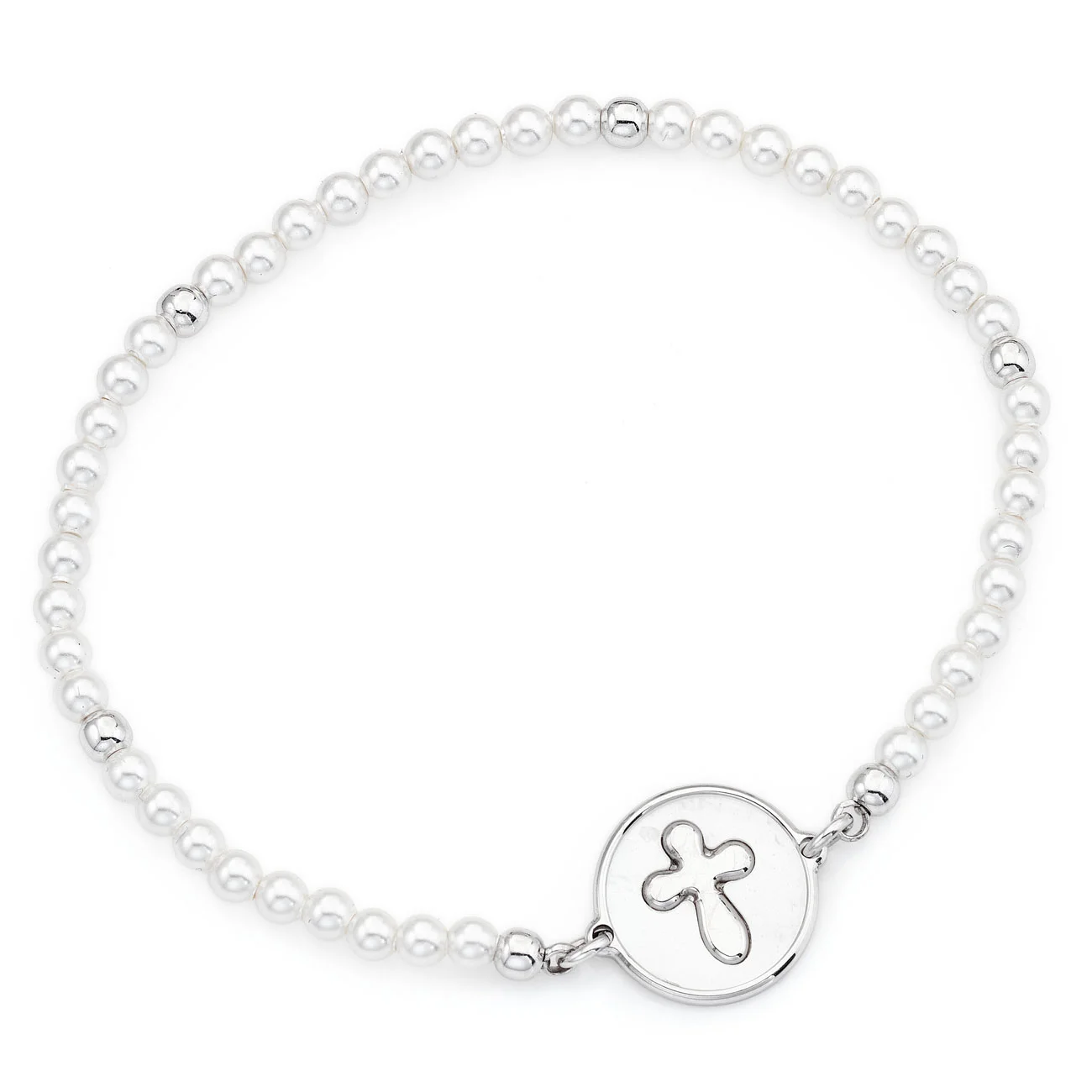 Bracelet with cross. Sterling silver 925 and mother of pearl. AMEN