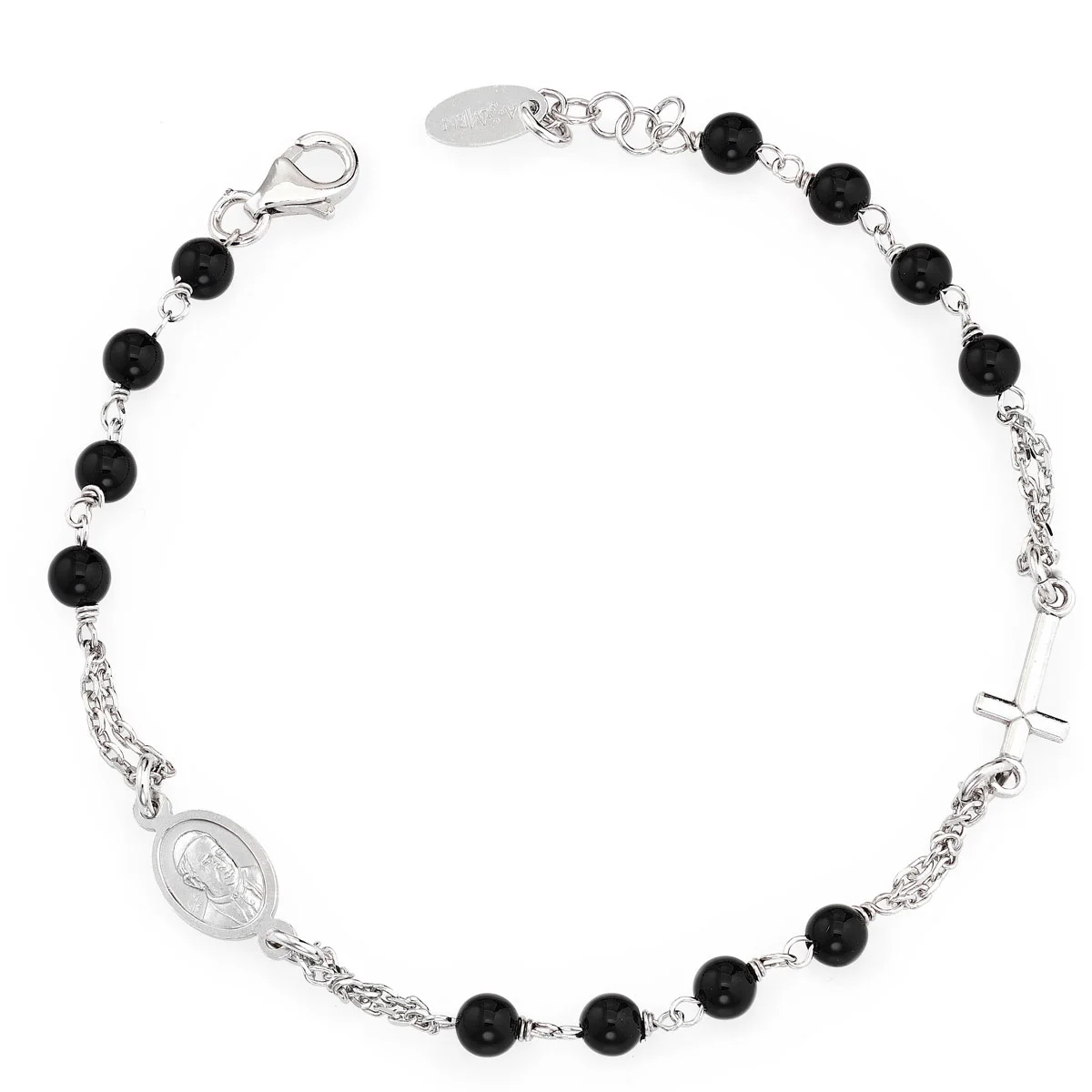 Rosary bracelet with cross and Francis pope. Sterling silver 925. AMEN