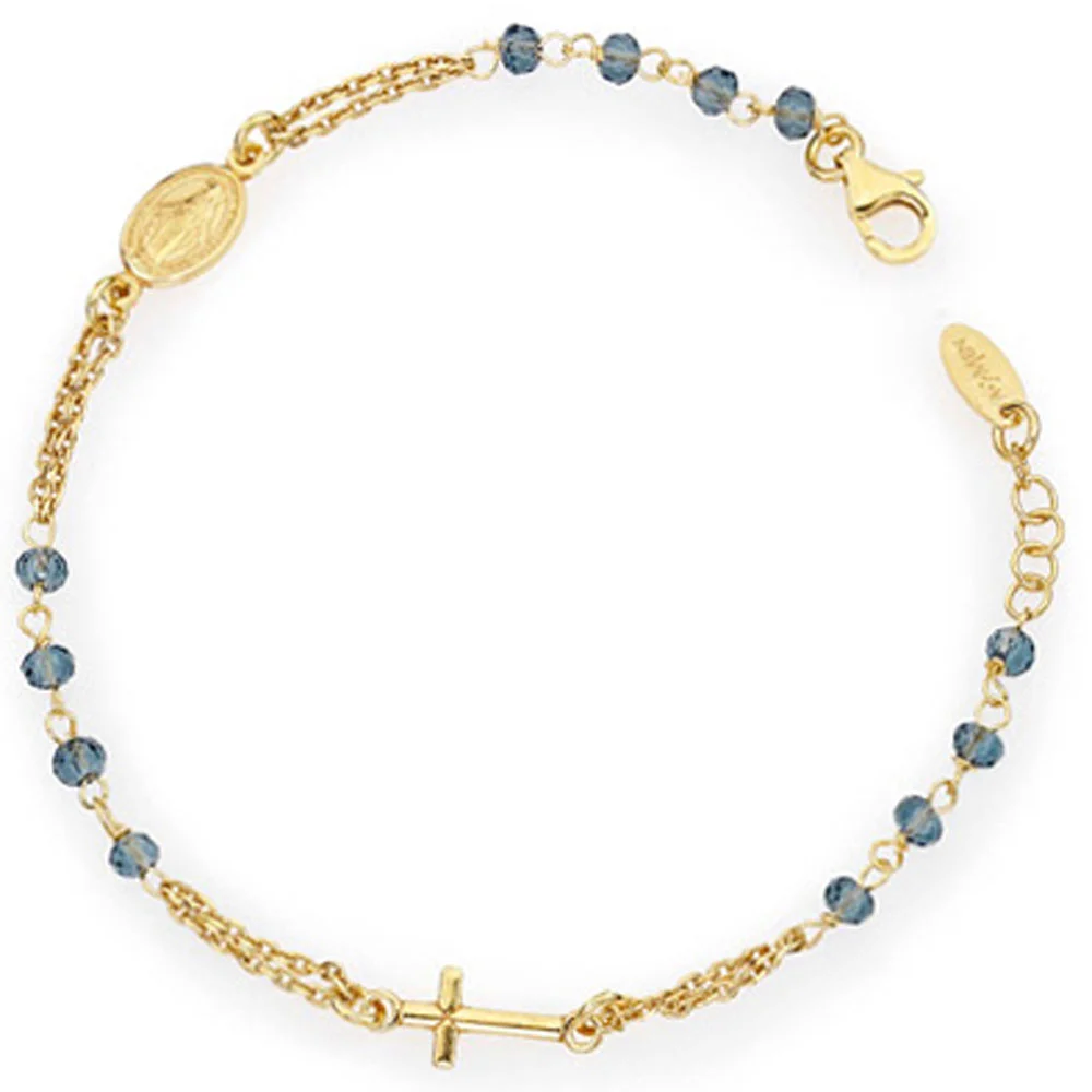 Rosary bracelet with cross and Our lady of the miracle. Sterling silver 925. AMEN
