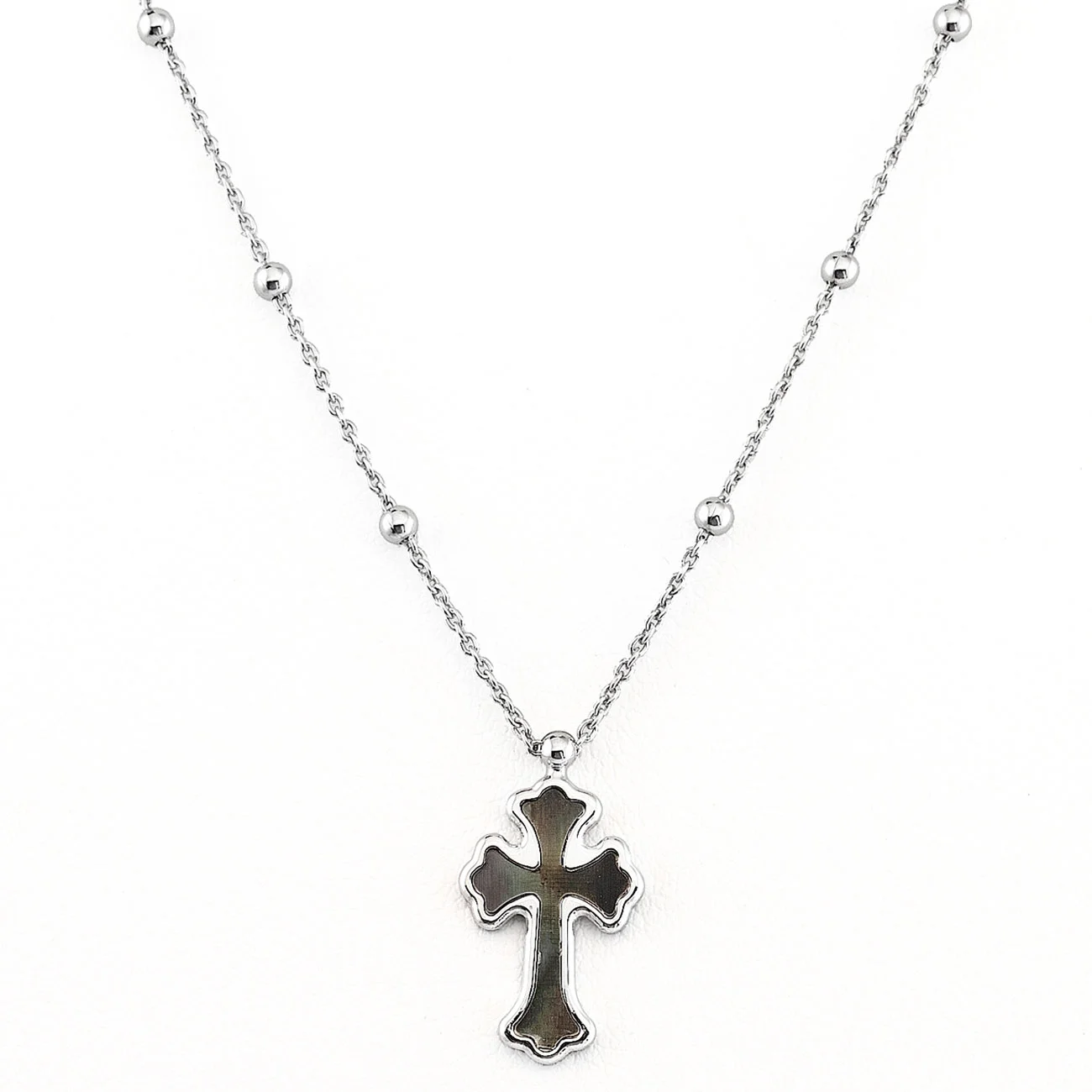 Necklace Cross. Sterling silver 925 and mother of pearl. AMEN