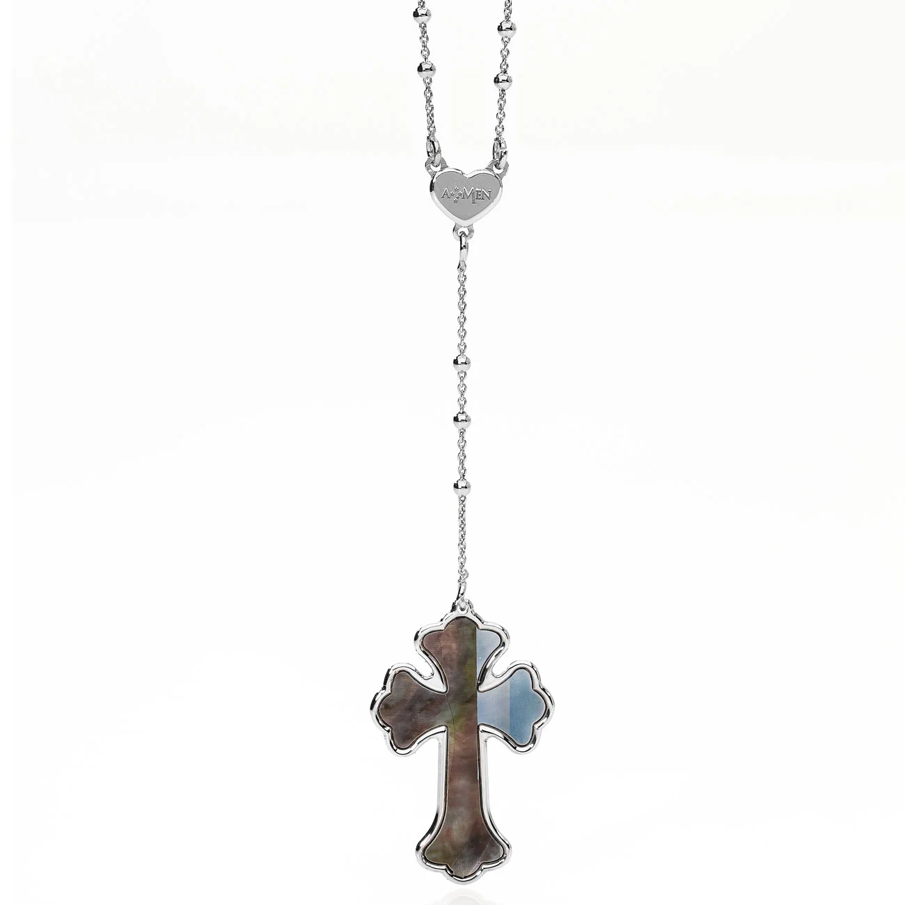 Necklace Cross. Sterling silver 925 and mother of pearl. AMEN